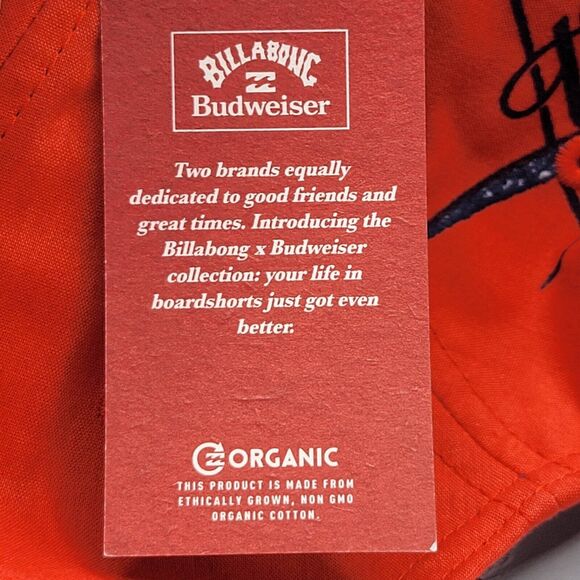 Billabong X Budweiser Mens Womens Hat Snapback Vacay Tropical Red Blue Floral - Picture 11 of 12